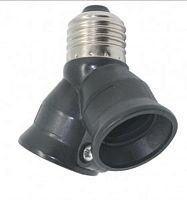 Патрон-переходник прямой Ecola Base Е27/2хЕ27 Черный картинка 